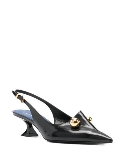 Lanvin Slingback Pumps Pointed Toe Curved Heel In Black