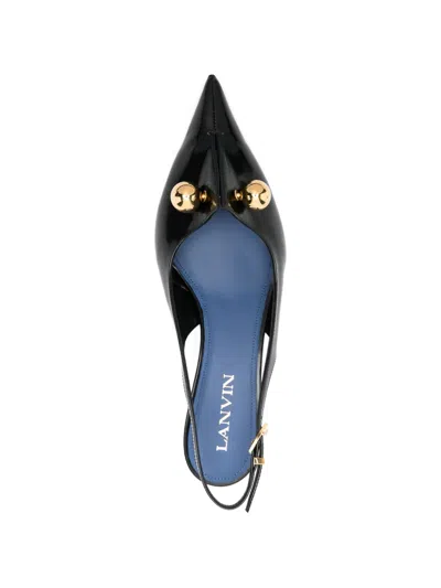 Lanvin Slingback Pumps Pointed Toe Curved Heel In Black
