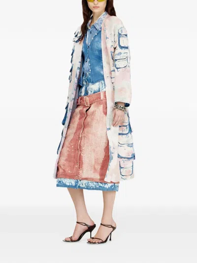Diesel Double-breasted Patch-pocket Denim Jacket In Pink