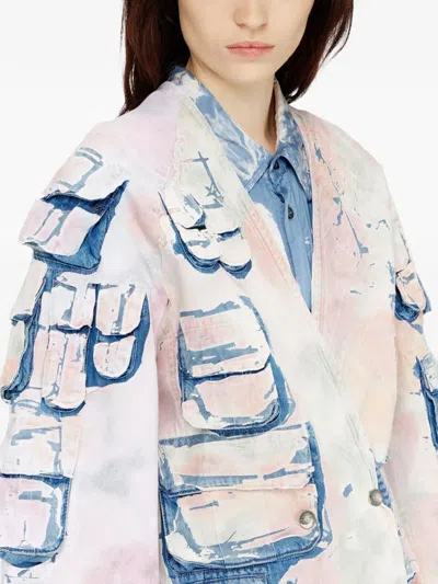 Diesel Double-breasted Patch-pocket Denim Jacket In Pink