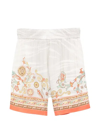 Just Cavalli Drawstring Shorts In White