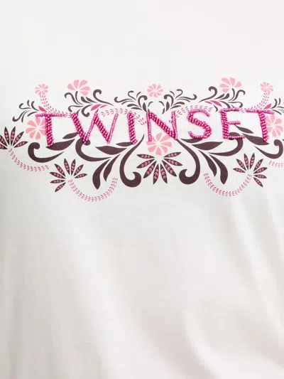Twinset Floral-patterned T-shirt In White