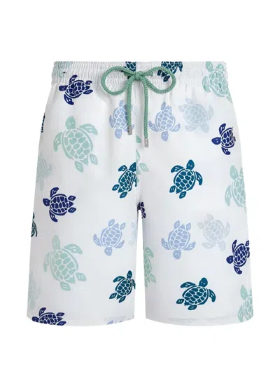 Vilebrequin Men Swim Shorts Tortues Multicolores In White