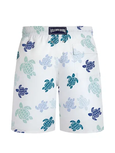 Vilebrequin Men Swim Shorts Tortues Multicolores In White