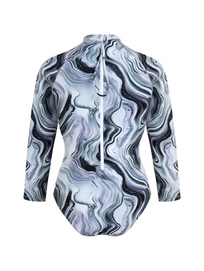 Vilebrequin Women One-piece Uv Protection Rashguard Marble In Blue