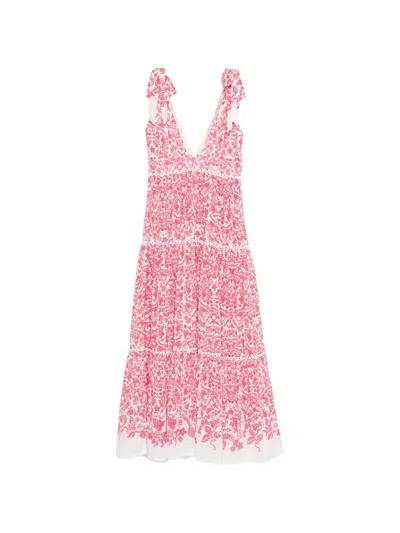 Poupette St Barth Perla Plunging Neck Dress In Multi