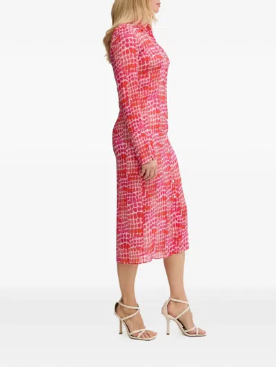 Patrizia Pepe Buttoned Patterned Midi Dress In Multi