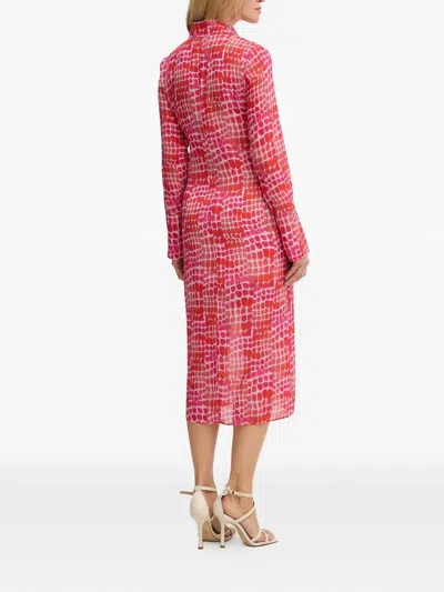 Patrizia Pepe Buttoned Patterned Midi Dress In Multi