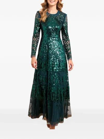 Needle & Thread Aurora Sequin-embellished Gown Maxi Dress In Green