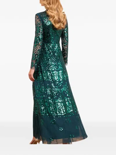 Needle & Thread Aurora Sequin-embellished Gown Maxi Dress In Green