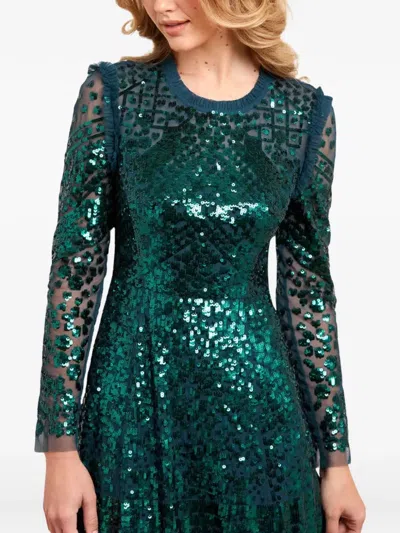 Needle & Thread Aurora Sequin-embellished Gown Maxi Dress In Green