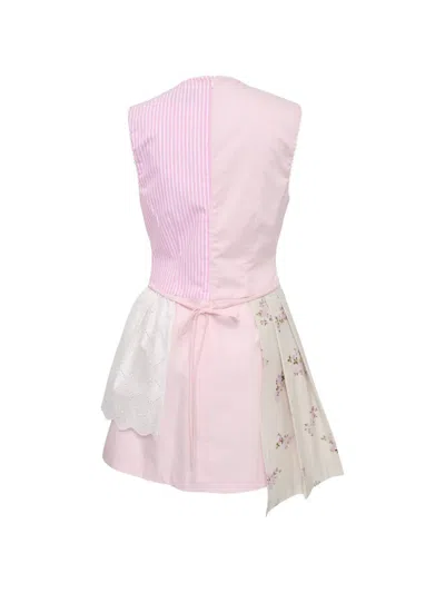 Msgm Patchwork Floral Mini Dress In Pink