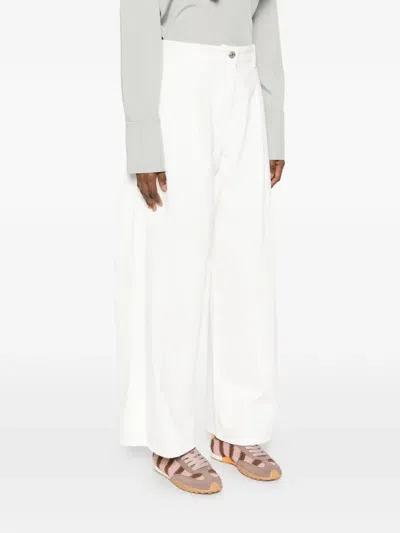 System Button-fastening Pleated Jeans In White