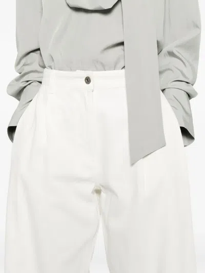 System Button-fastening Pleated Jeans In White