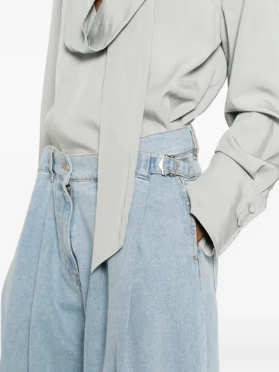 System Pleated Button-fastening Jeans In Blue