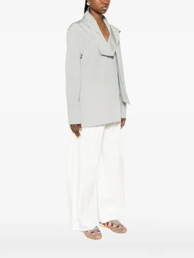 System Tie-neck Blouse In Gray