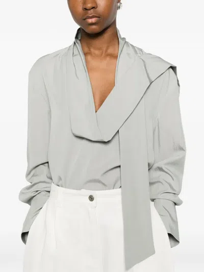 System Tie-neck Blouse In Gray