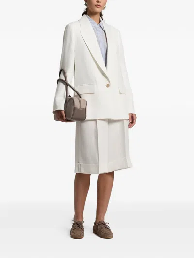 Peserico Linen Single Button Blazer In White