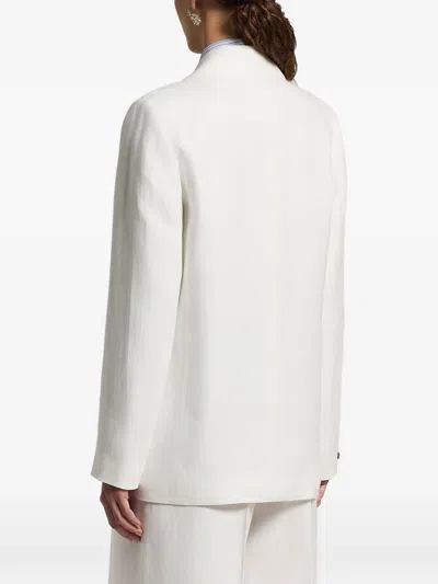 Peserico Linen Single Button Blazer In White