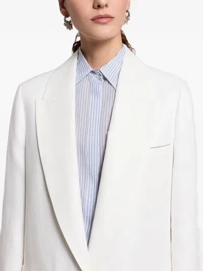 Peserico Linen Single Button Blazer In White