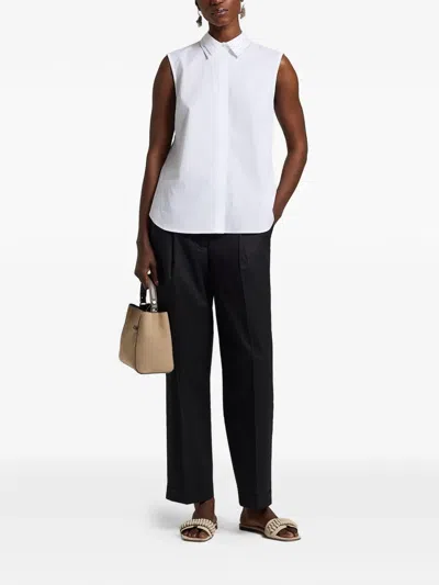 Peserico Collared Neck Sleeveless Top Layered Hem In White