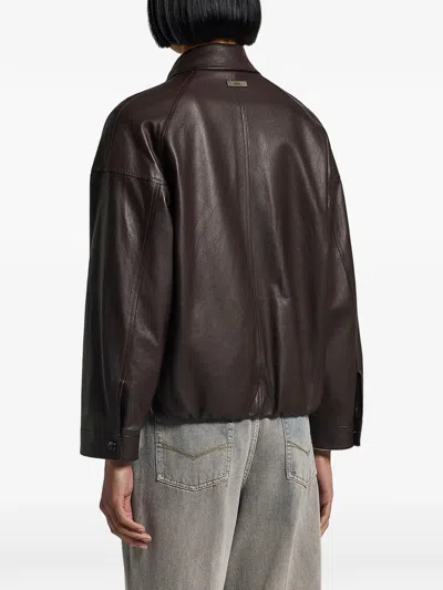 Peserico Leather Jacket In Multi