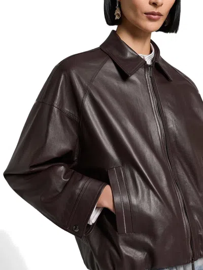 Peserico Leather Jacket In Multi