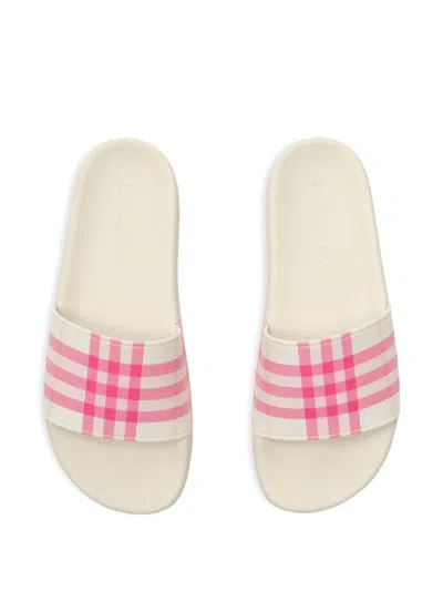 Burberry Check Slides In Pink