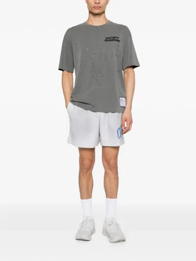 Satisfy Mothtech Destroyed Running T-shirt In Grey In Gray