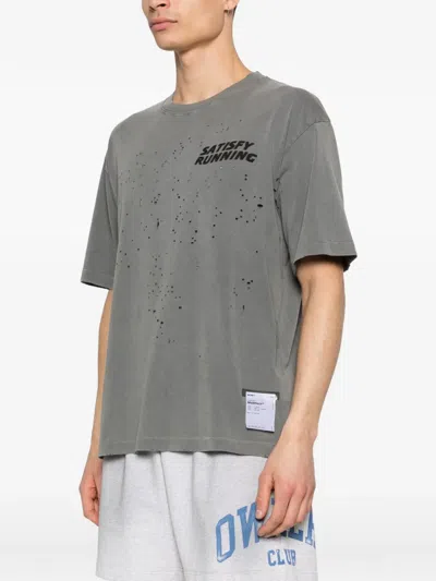 Satisfy Mothtech Destroyed Running T-shirt In Grey In Gray
