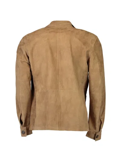 Eleventy Button Front Shirt Jacket In Brown