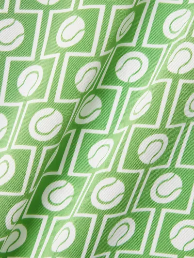 Lacoste Patterned Pleated Mini Dress In Green