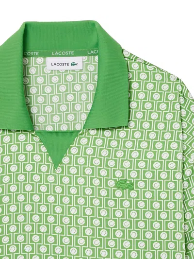 Lacoste Patterned Pleated Mini Dress In Green