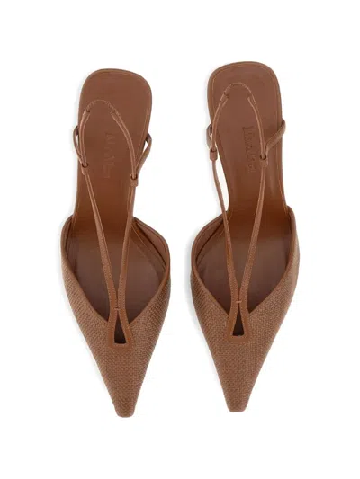 Max Mara Raffia-effect Canvas Slingback Pump In Brown