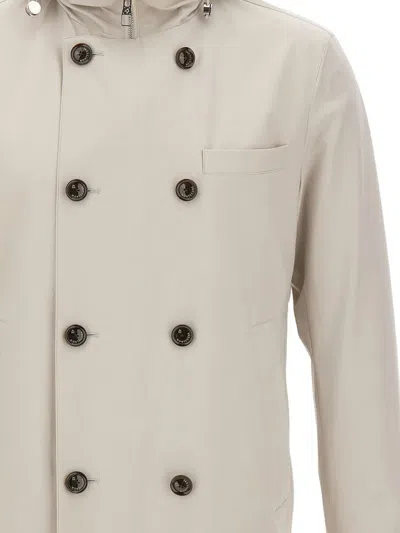 Montecore Double-breasted Hooded Jacket In Gray