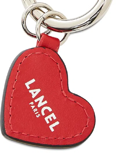 Lancel Heart-shape Keyring In Red