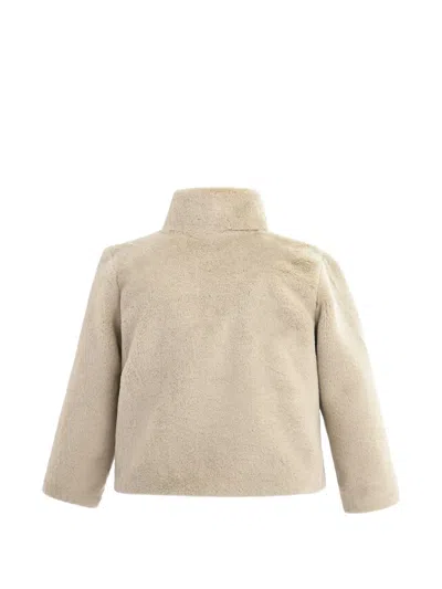 Tulleen Plush Asymmetrical Coat In Neutral