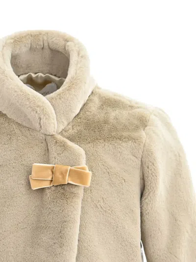 Tulleen Plush Asymmetrical Coat In Neutral