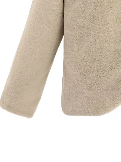 Tulleen Plush Asymmetrical Coat In Neutral