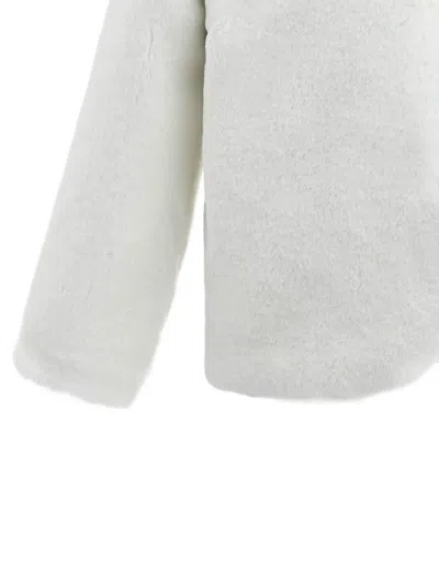 Tulleen Plush Asymmetrical Bow Coat In White