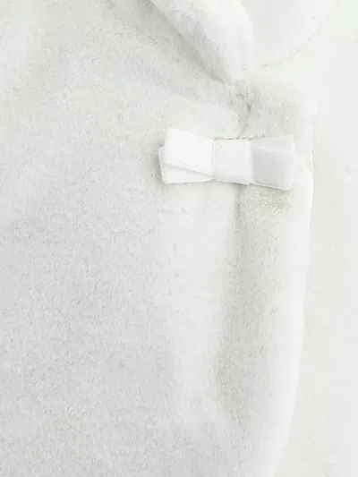 Tulleen Plush Asymmetrical Bow Coat In White