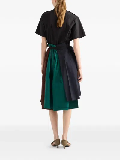 Prada Rush Stitch Fabric Patchwork Skirt In Multi