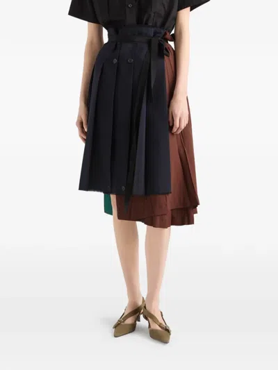 Prada Rush Stitch Fabric Patchwork Skirt In Multi