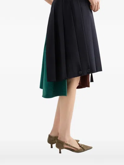 Prada Rush Stitch Fabric Patchwork Skirt In Multi