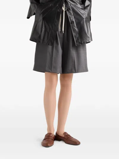 Prada Light Wool Bermudas In Gray