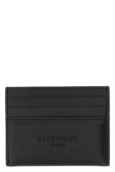 Givenchy Men Black Card Holder With Embossed Logo Lettering On Front And Rear In Leather Man In Black