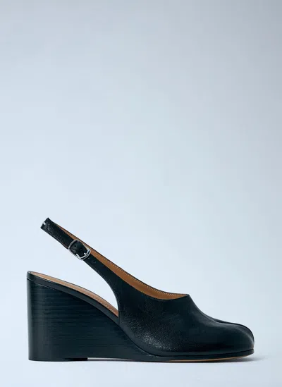 Maison Margiela Womens Black Tabi Leather Slingback Wedges Eur 36 / 3 Uk