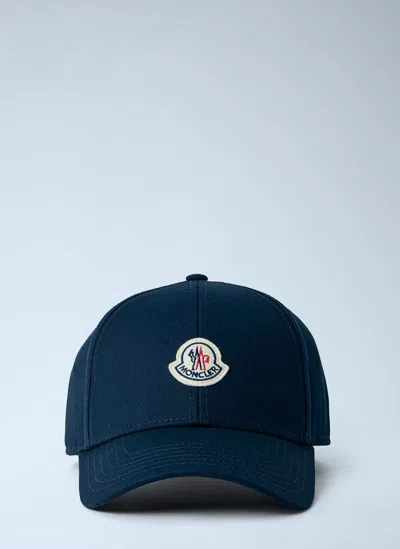 Moncler Logo-patch Cotton-gabardine Baseball Cap In Blue