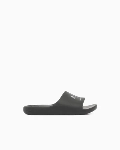 Armani Exchange Slides In Technical Fabric In Black