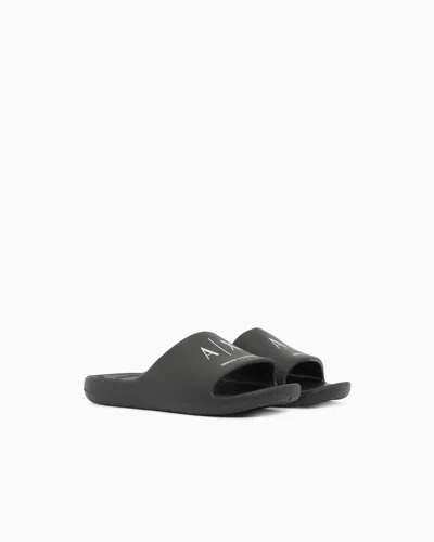 Armani Exchange Slides In Technical Fabric In Black